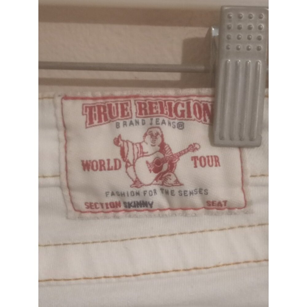 True Religion Women's White Skinny Cut-Off Low Rise Denim Jean Shorts Sz 27 - Picture 9 of 14